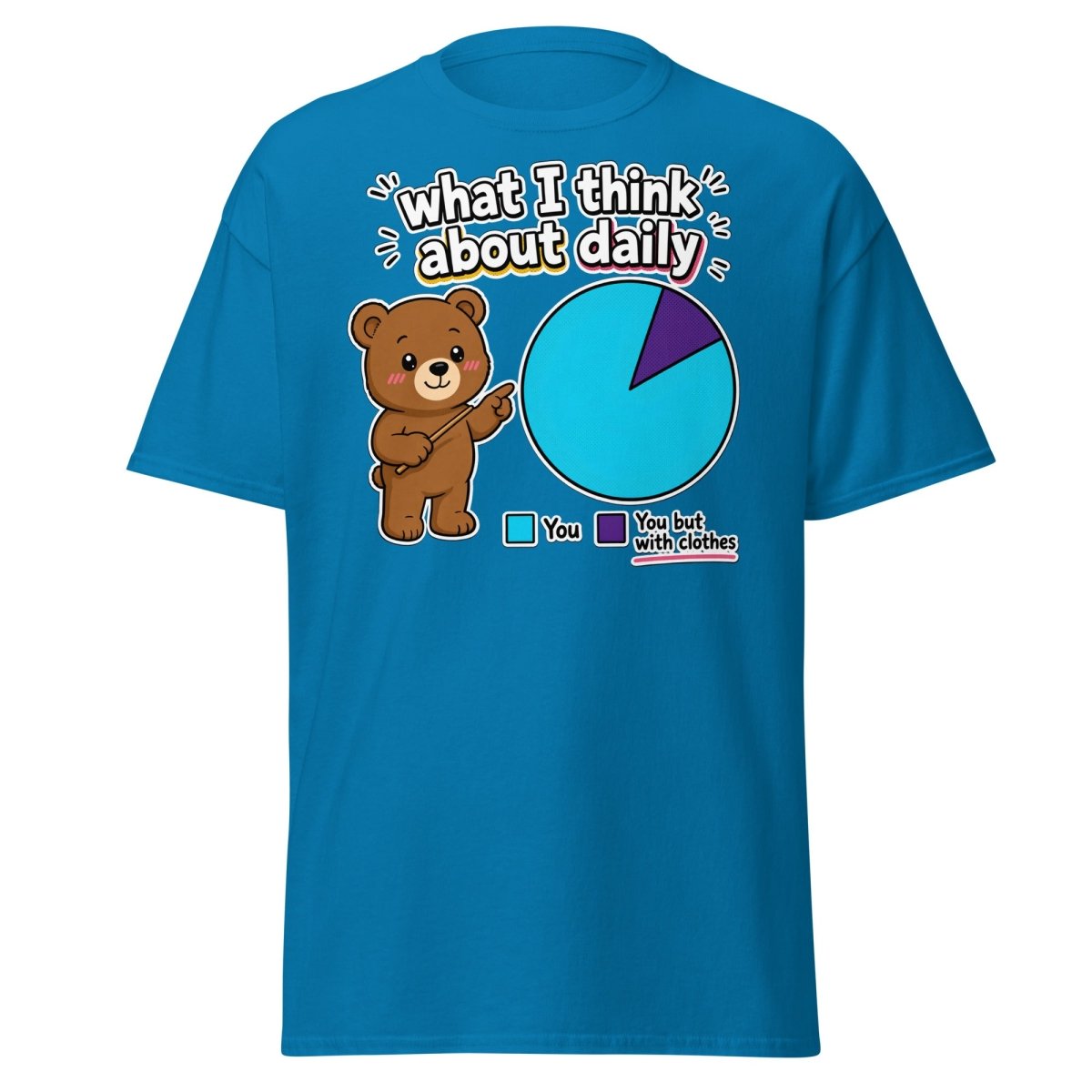 What I Think About Daily Funny Bear Pie Chart T-Shirt - Sapphire - TeeRipple
