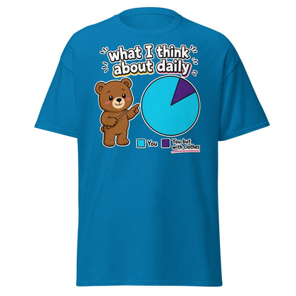 What I Think About Daily Funny Bear Pie Chart T-Shirt - Sapphire - TeeRipple
