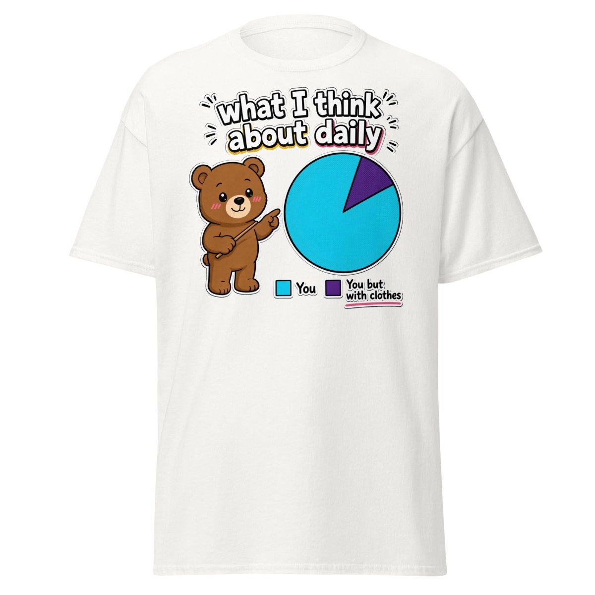What I Think About Daily Funny Bear Pie Chart T-Shirt - White - TeeRipple