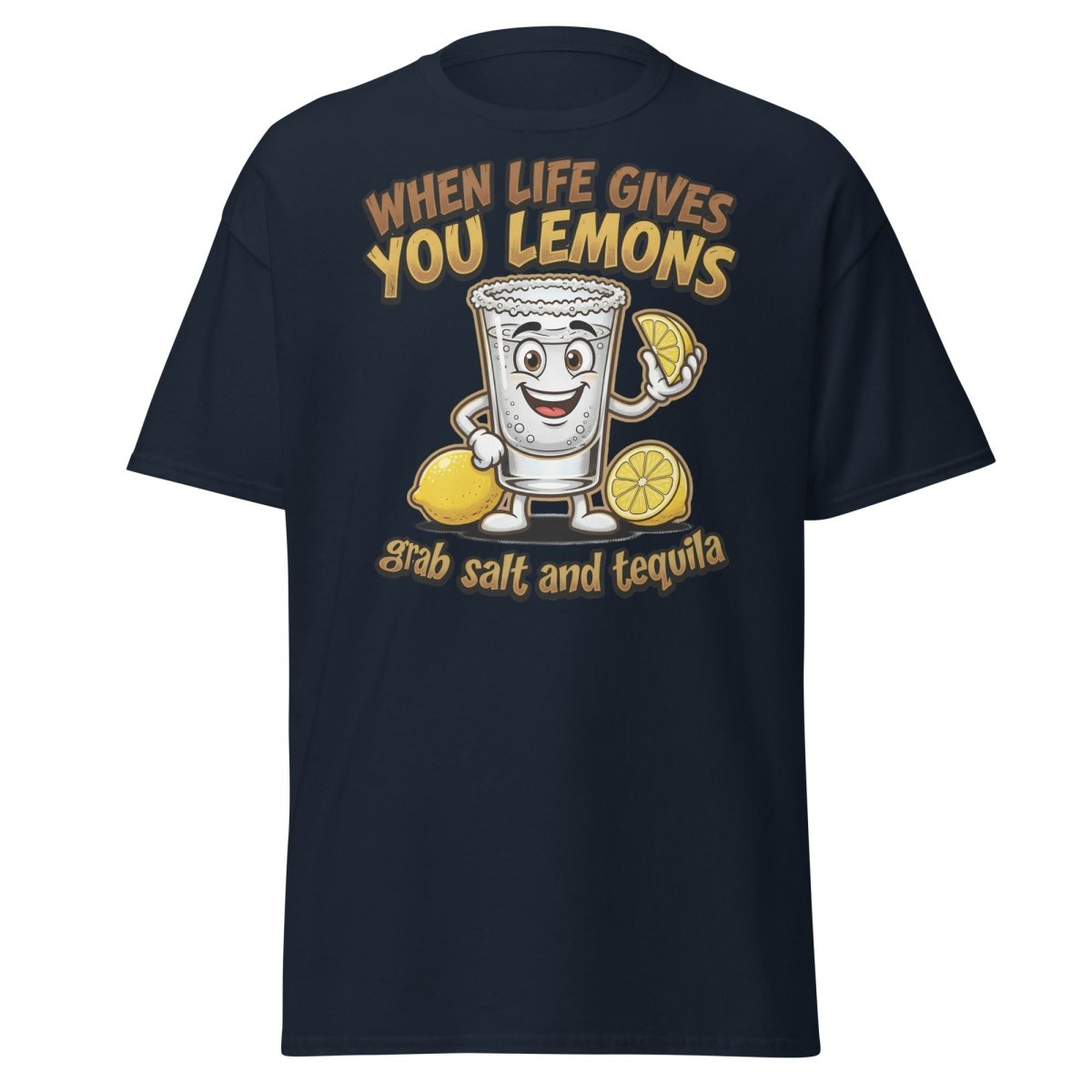 When Life Gives You Lemons Tequila Shot T-Shirt - Navy - TeeRipple