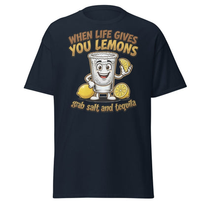 When Life Gives You Lemons Tequila Shot T-Shirt - Navy - TeeRipple