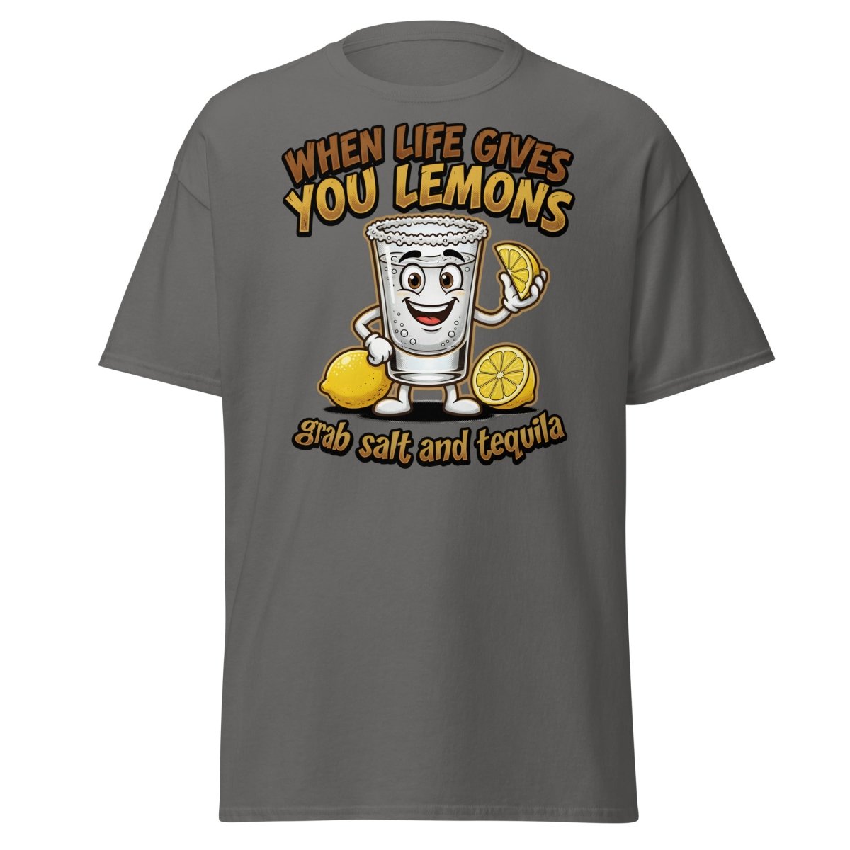 When Life Gives You Lemons Tequila Shot T-Shirt - Charcoal - TeeRipple