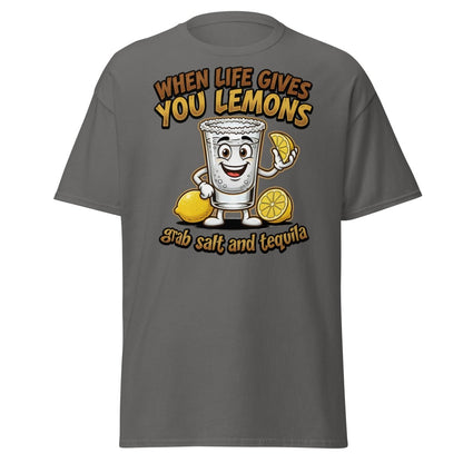 When Life Gives You Lemons Tequila Shot T-Shirt - Charcoal - TeeRipple