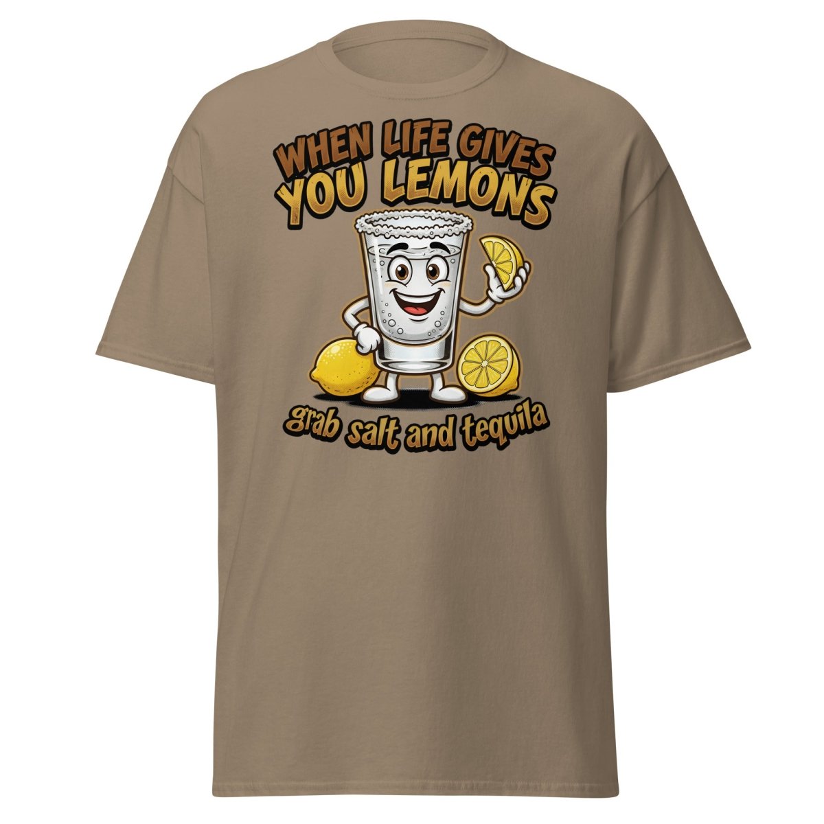 When Life Gives You Lemons Tequila Shot T-Shirt - Brown Savana - TeeRipple
