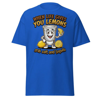 When Life Gives You Lemons Tequila Shot T-Shirt - Royal - TeeRipple
