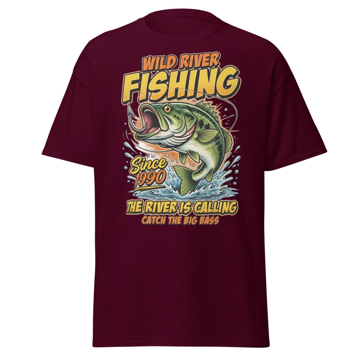 Wild River Fishing Bass T-Shirt - Catch The Big One - Maroon - TeeRipple