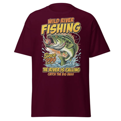Wild River Fishing Bass T-Shirt - Catch The Big One - Maroon - TeeRipple