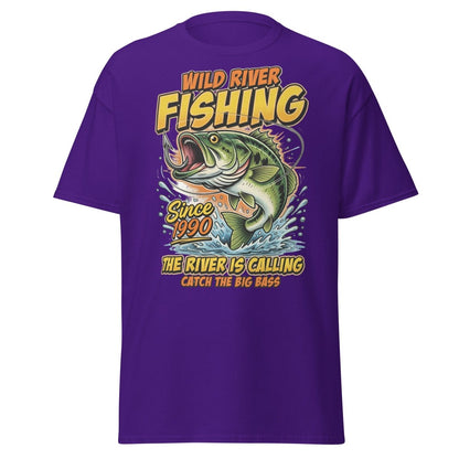 Wild River Fishing Bass T-Shirt - Catch The Big One - Purple - TeeRipple