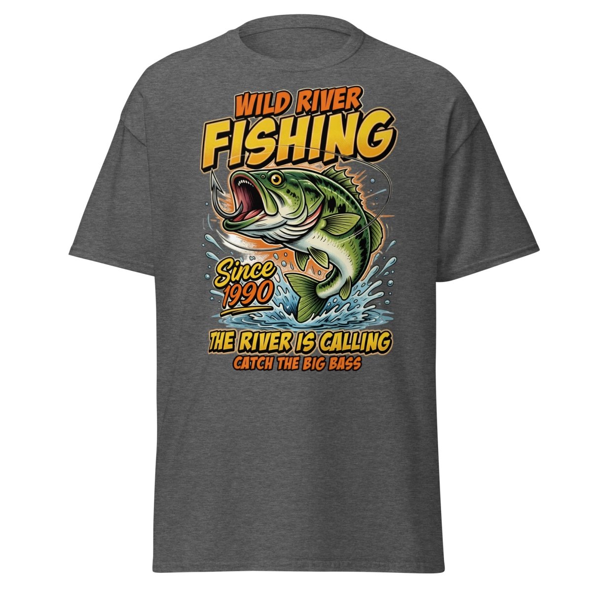 Wild River Fishing Bass T-Shirt - Catch The Big One - Dark Heather - TeeRipple