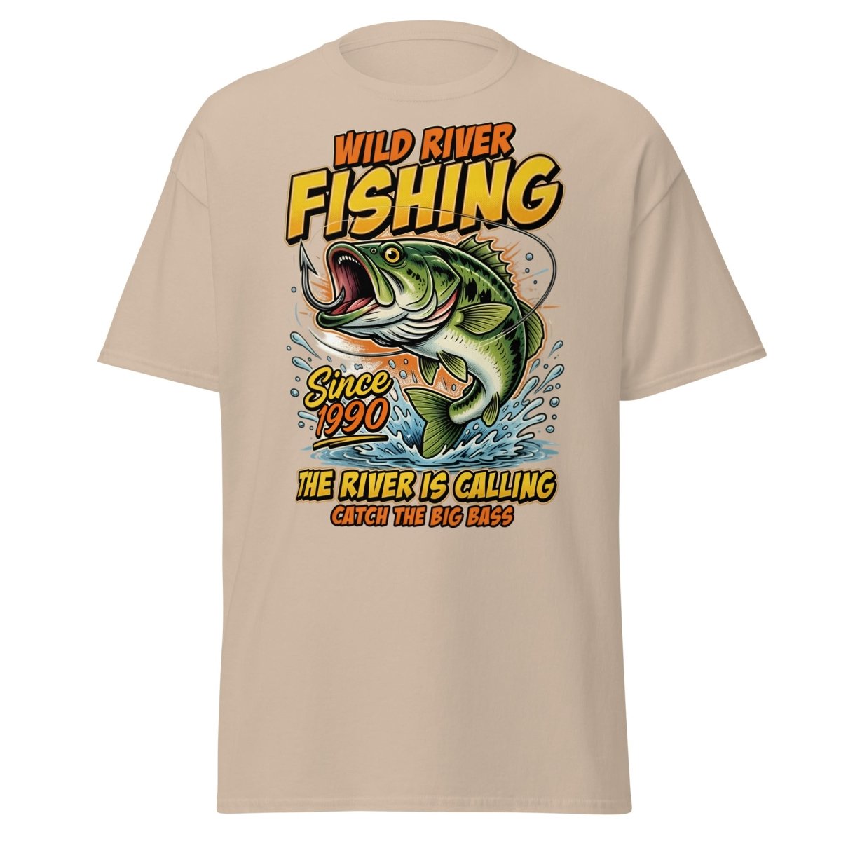 Wild River Fishing Bass T-Shirt - Catch The Big One - Sand - TeeRipple