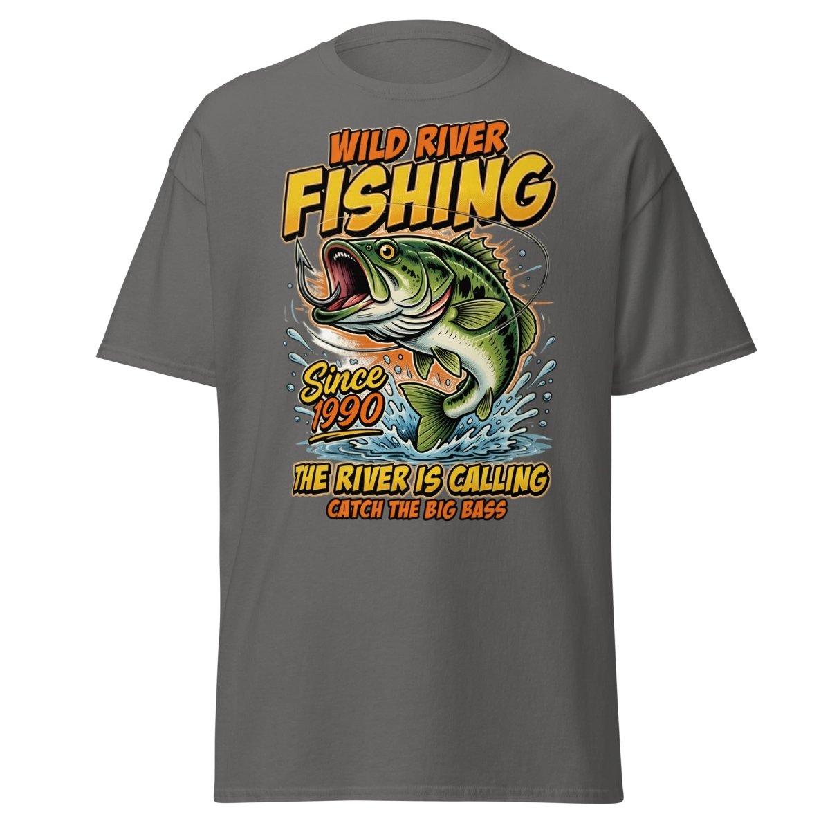 Wild River Fishing Bass T-Shirt - Catch The Big One - Charcoal - TeeRipple