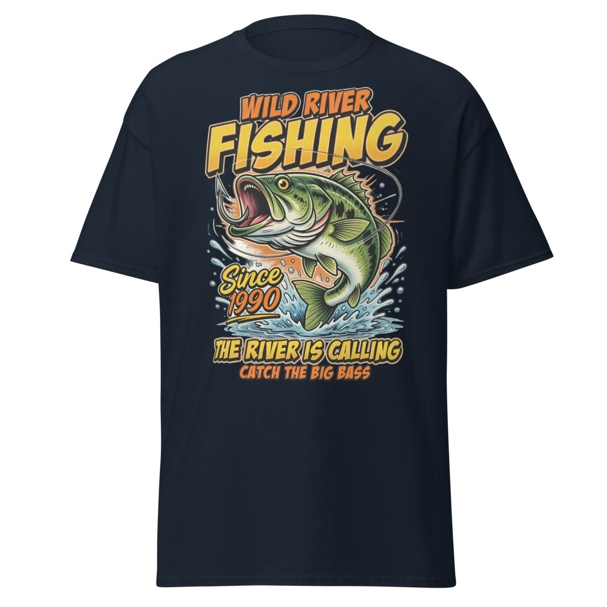 Wild River Fishing Bass T-Shirt - Catch The Big One - Navy - TeeRipple