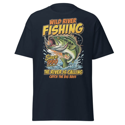 Wild River Fishing Bass T-Shirt - Catch The Big One - Navy - TeeRipple