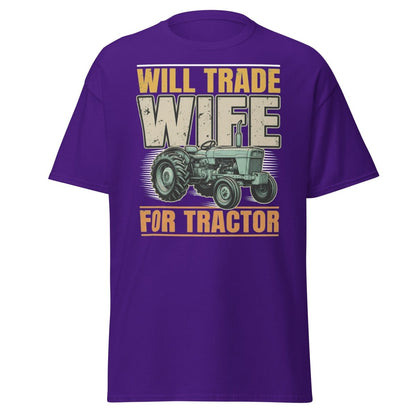 Will Trade Wife for Tractor Funny Farmer T-Shirt - Purple - TeeRipple
