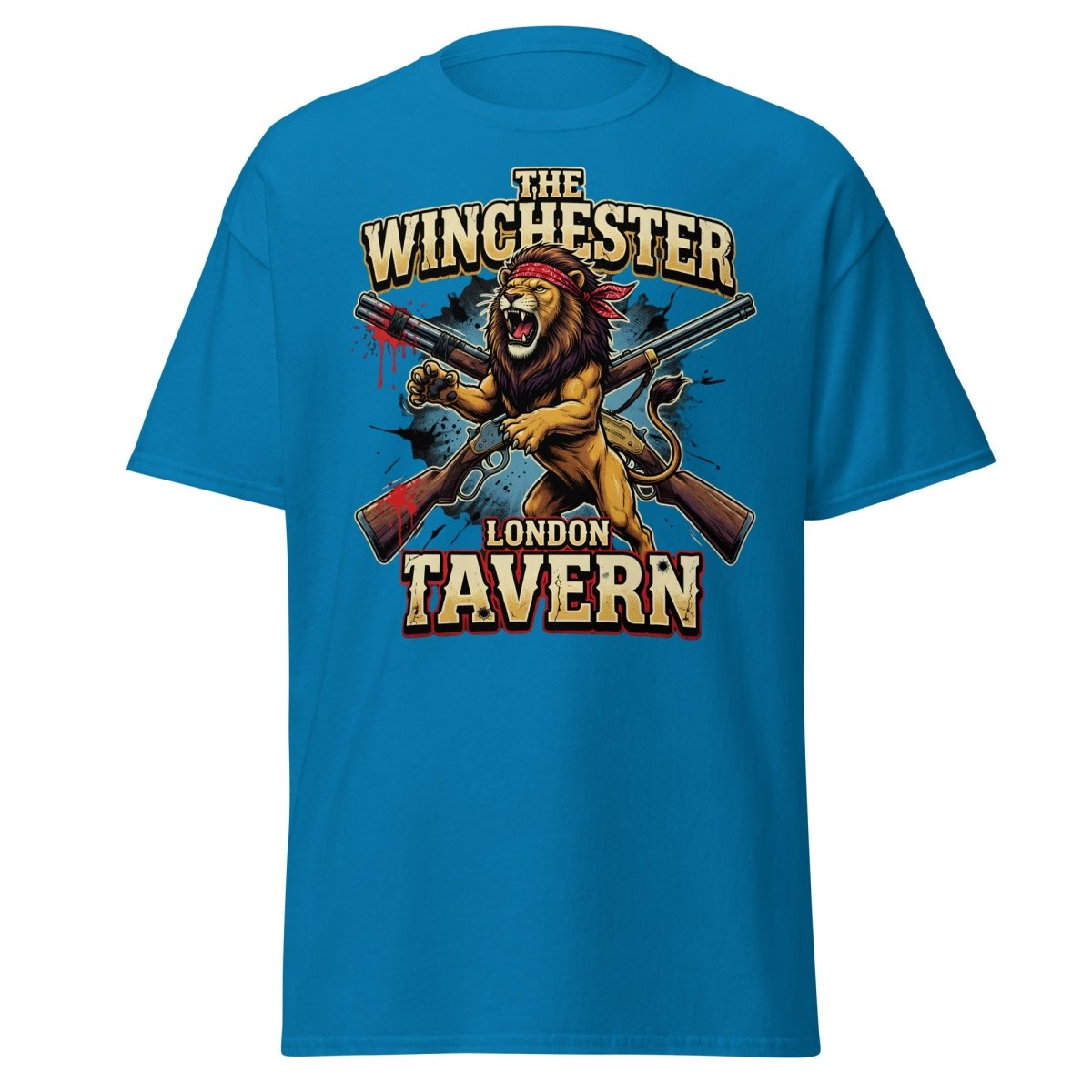 Winchester Lion Tavern T-Shirt - London Pub Guns Graphic - Sapphire - TeeRipple