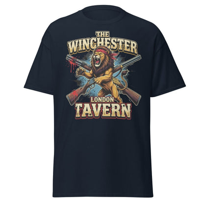 Winchester Lion Tavern T-Shirt - London Pub Guns Graphic - Navy - TeeRipple