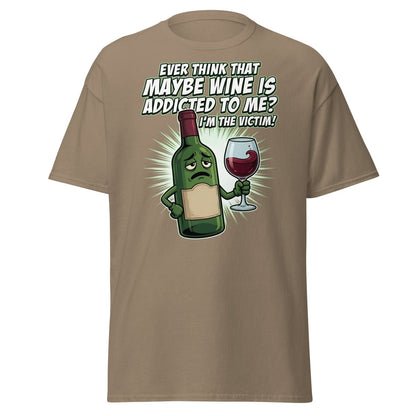Wine Addicted to Me Funny Victim T-Shirt | Humorous Wine Tee - Brown Savana - TeeRipple