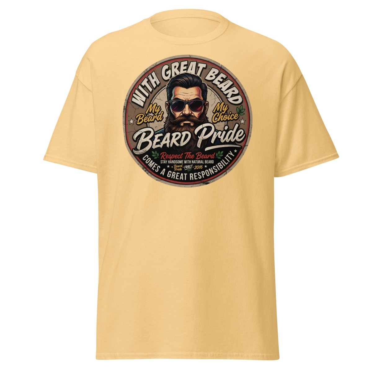 With Great Beard Comes Great Responsibility T-Shirt - Yellow Haze - TeeRipple