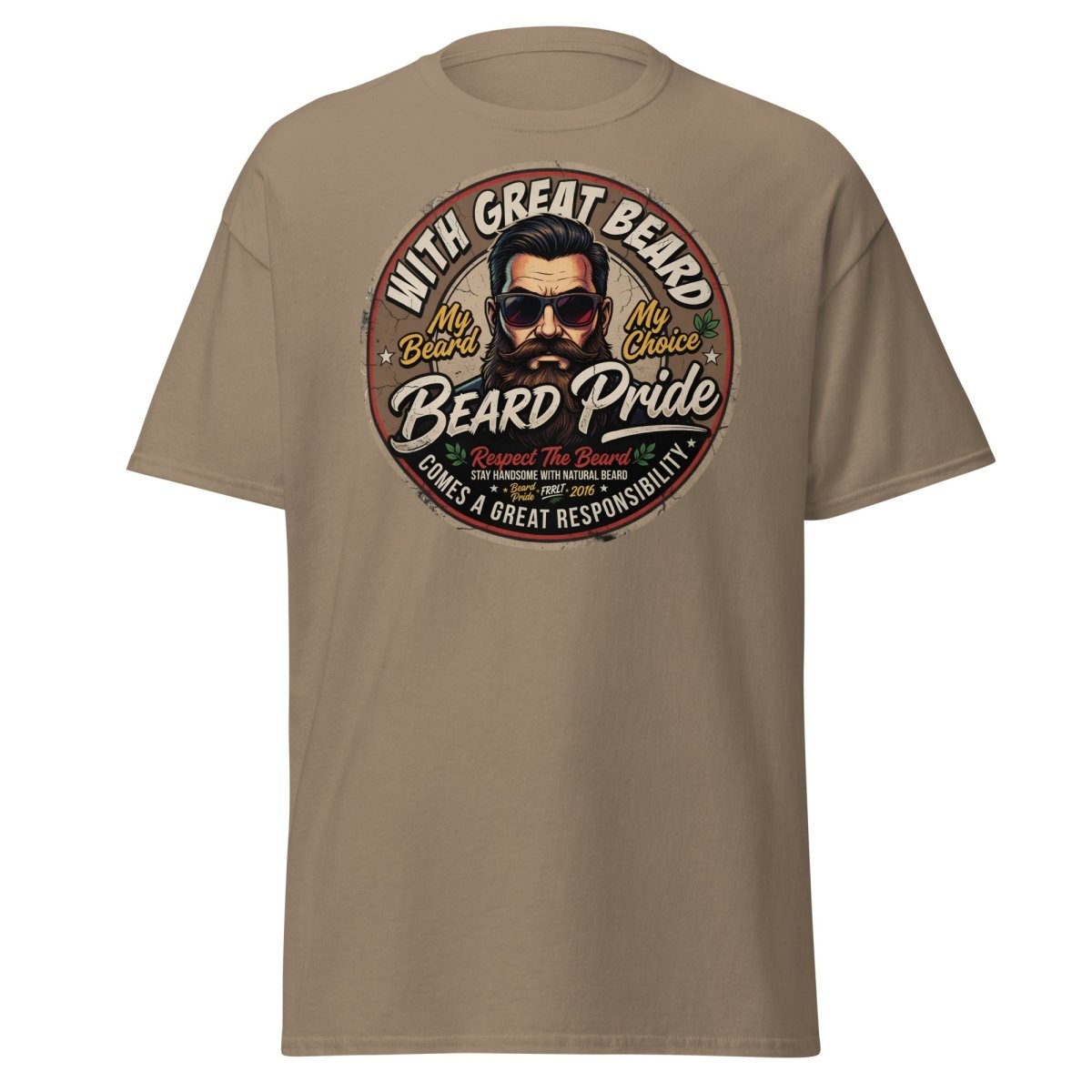 With Great Beard Comes Great Responsibility T-Shirt - Brown Savana - TeeRipple
