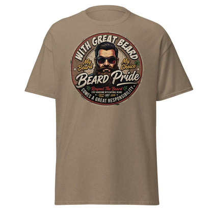 With Great Beard Comes Great Responsibility T-Shirt - Brown Savana - TeeRipple