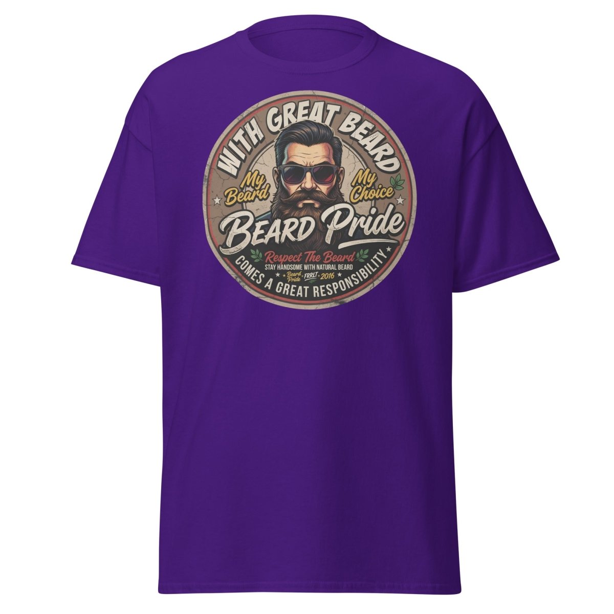 With Great Beard Comes Great Responsibility T-Shirt - Purple - TeeRipple