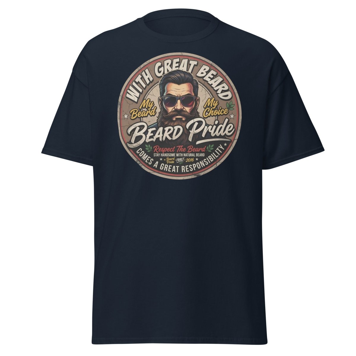 With Great Beard Comes Great Responsibility T-Shirt - Navy - TeeRipple