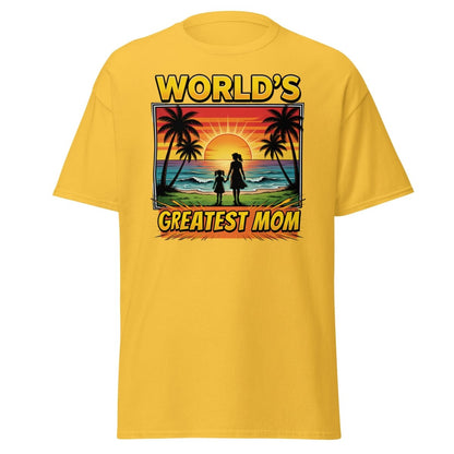 World's Greatest Mom T-Shirt - Tropical Sunset Beach Design - Daisy - TeeRipple