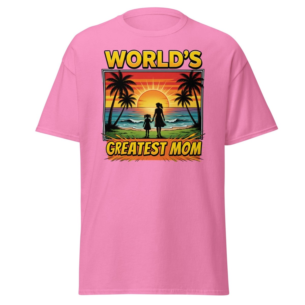 World's Greatest Mom T-Shirt - Tropical Sunset Beach Design - Azalea - TeeRipple