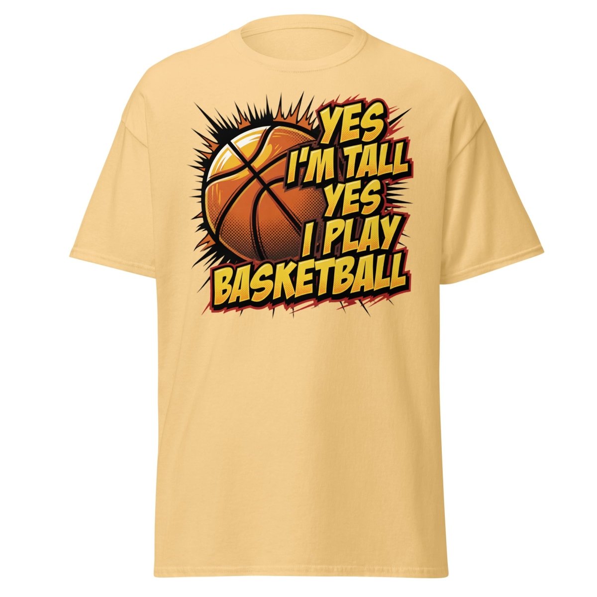 Yes I'm Tall Yes I Play Basketball Funny T-Shirt - Yellow Haze - TeeRipple