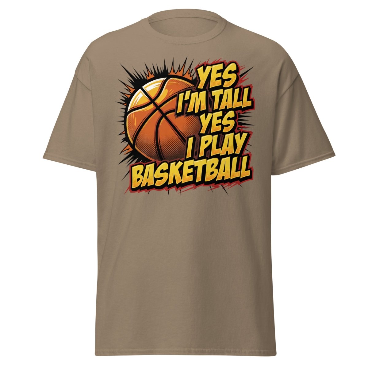 Yes I'm Tall Yes I Play Basketball Funny T-Shirt - Brown Savana - TeeRipple