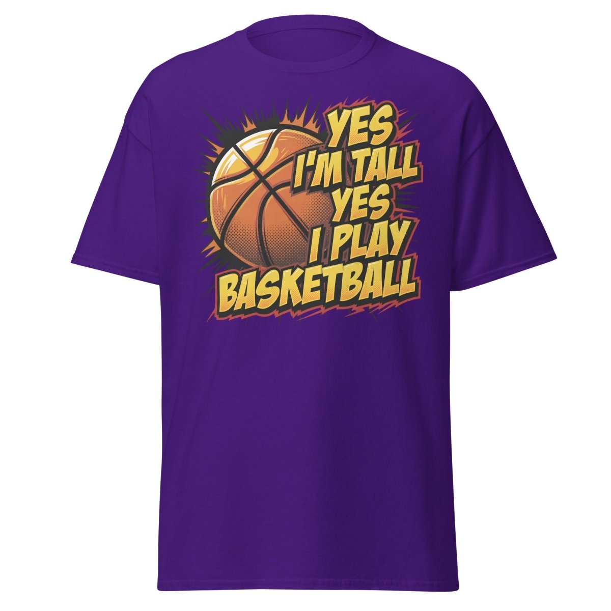 Yes I'm Tall Yes I Play Basketball Funny T-Shirt - Purple - TeeRipple