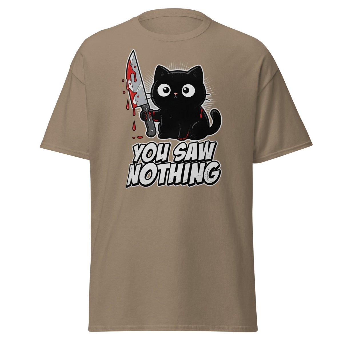 You Saw Nothing Bloody Black Cat T-Shirt - Brown Savana - TeeRipple