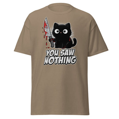You Saw Nothing Bloody Black Cat T-Shirt - Brown Savana - TeeRipple