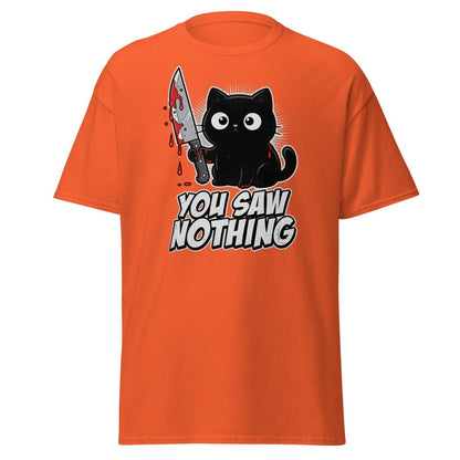 You Saw Nothing Bloody Black Cat T-Shirt - Orange - TeeRipple