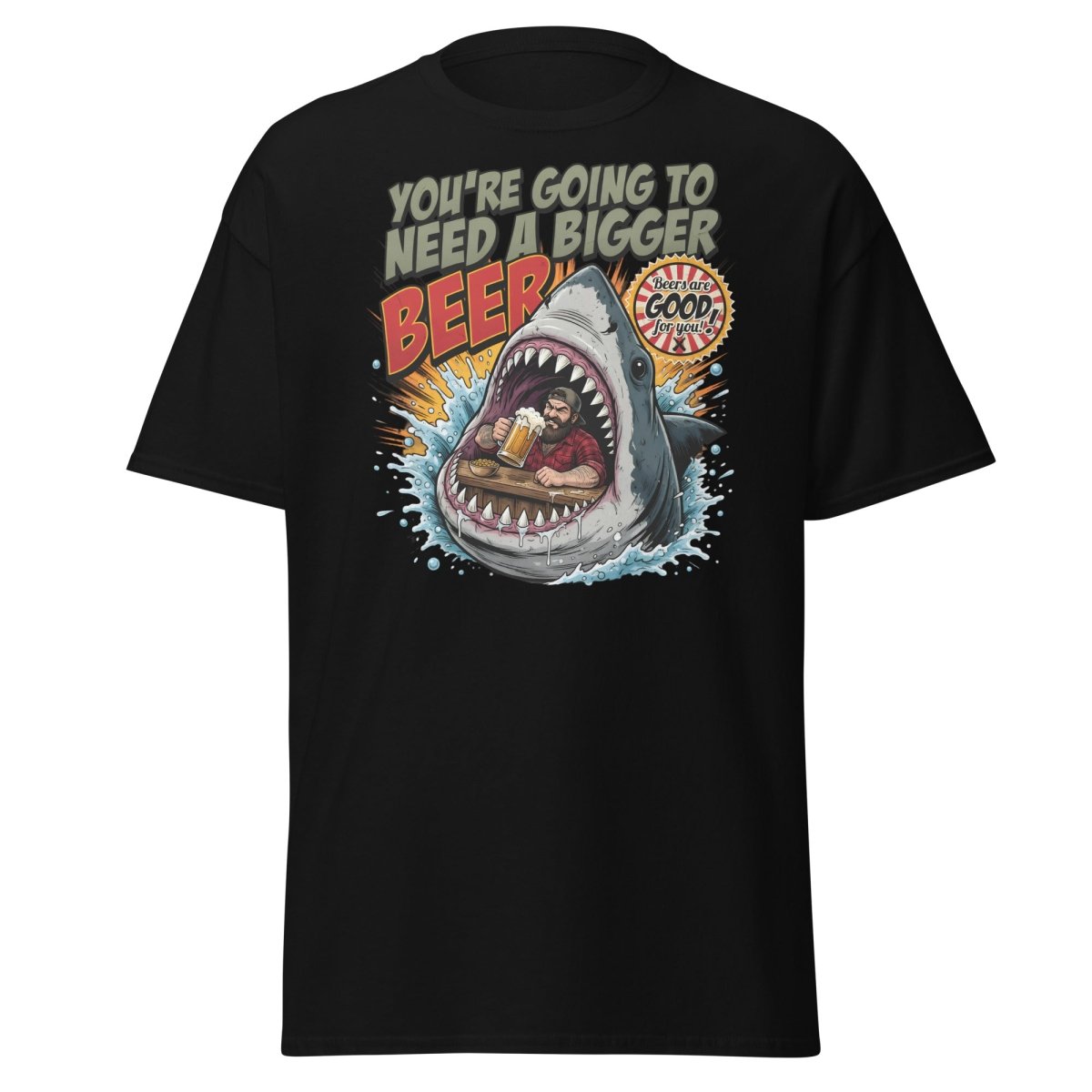 You're Gonna Need a Bigger Beer Shark T-Shirt - Black - TeeRipple
