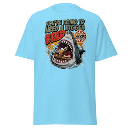 You're Gonna Need a Bigger Beer Shark T-Shirt - Sky - TeeRipple