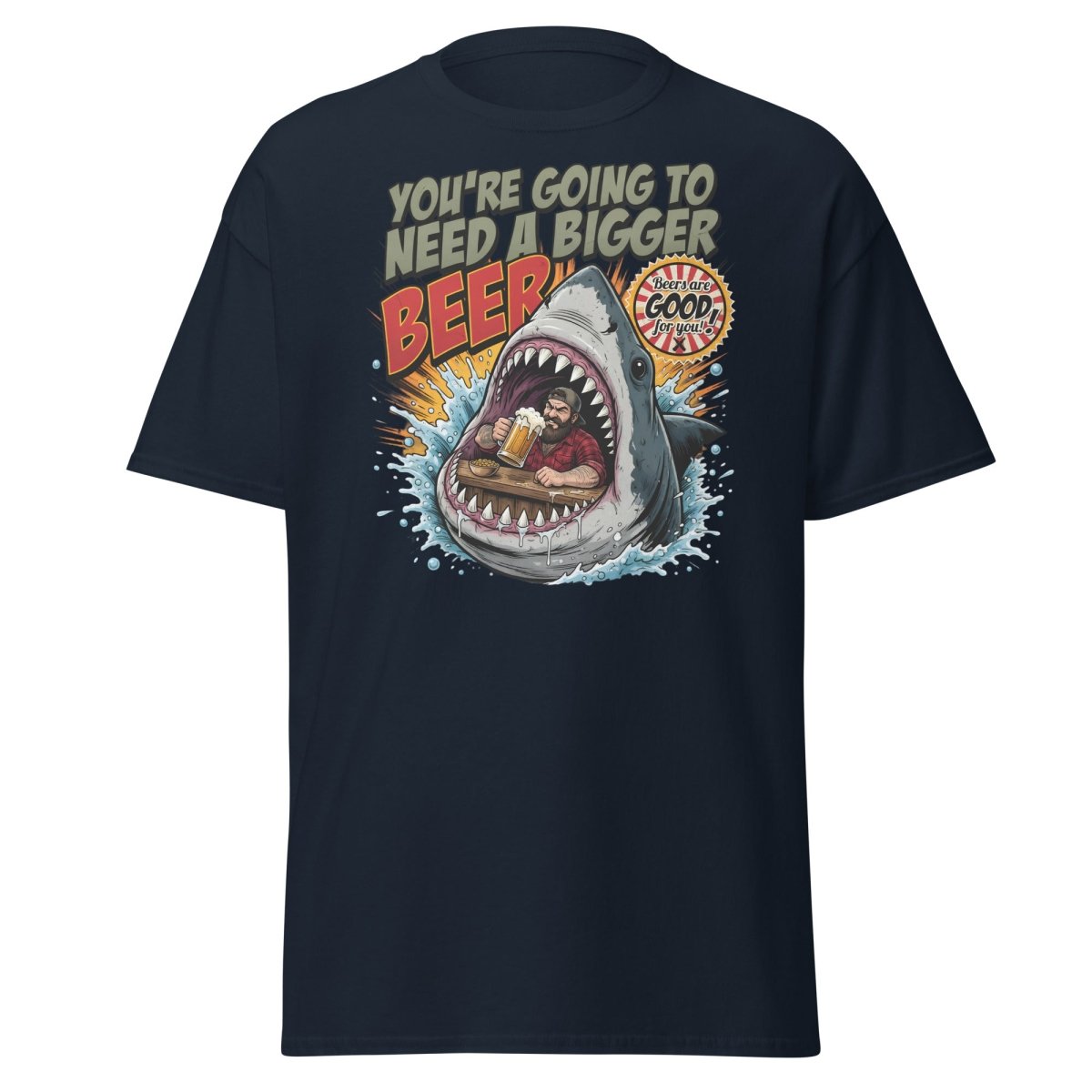 You're Gonna Need a Bigger Beer Shark T-Shirt - Navy - TeeRipple