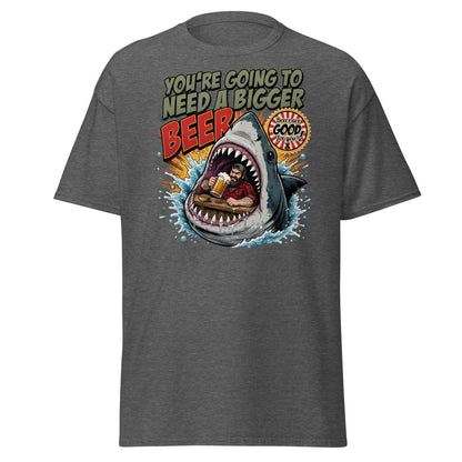 You're Gonna Need a Bigger Beer Shark T-Shirt - Dark Heather - TeeRipple