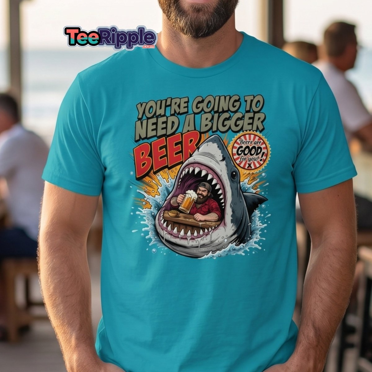 You're Gonna Need a Bigger Beer Shark T-Shirt - Maroon - TeeRipple