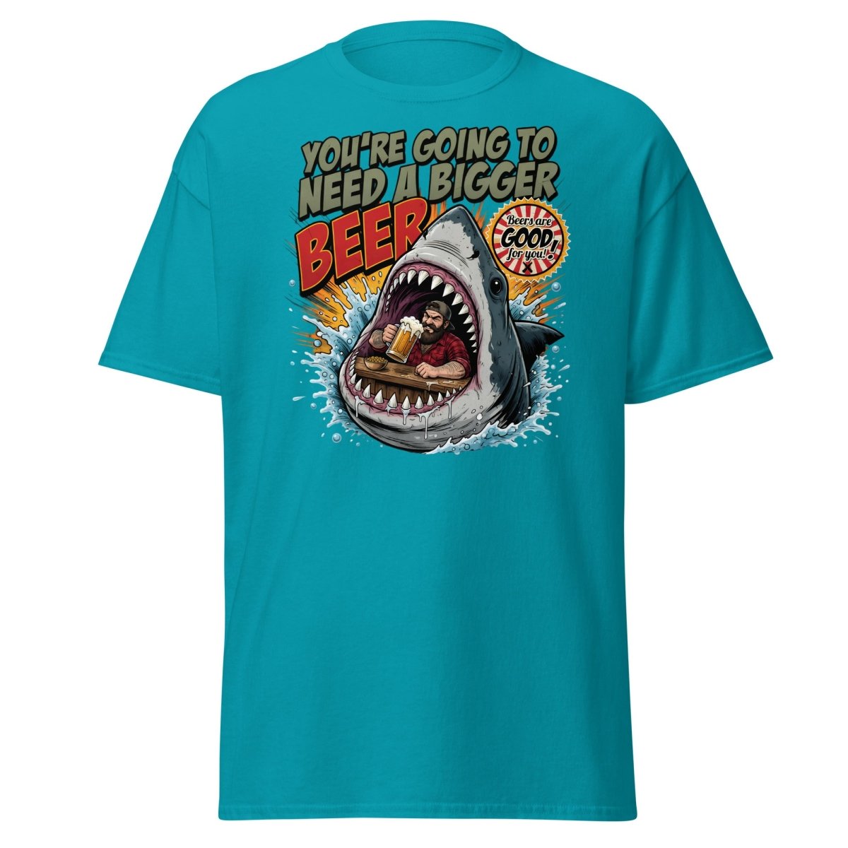 You're Gonna Need a Bigger Beer Shark T-Shirt - Tropical Blue - TeeRipple