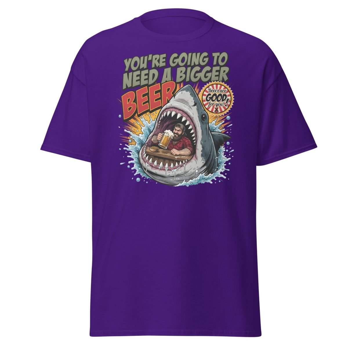You're Gonna Need a Bigger Beer Shark T-Shirt - Purple - TeeRipple