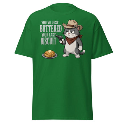 You’ve Just Buttered Your Last Biscuit Cowboy Cat Tee - Turf Green - TeeRipple