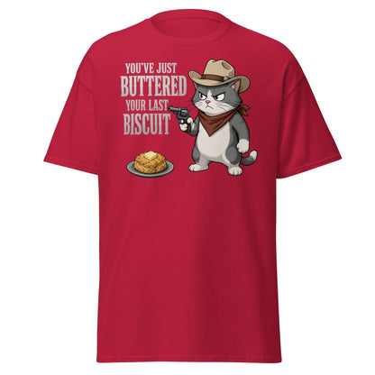 You’ve Just Buttered Your Last Biscuit Cowboy Cat Tee - Cardinal - TeeRipple