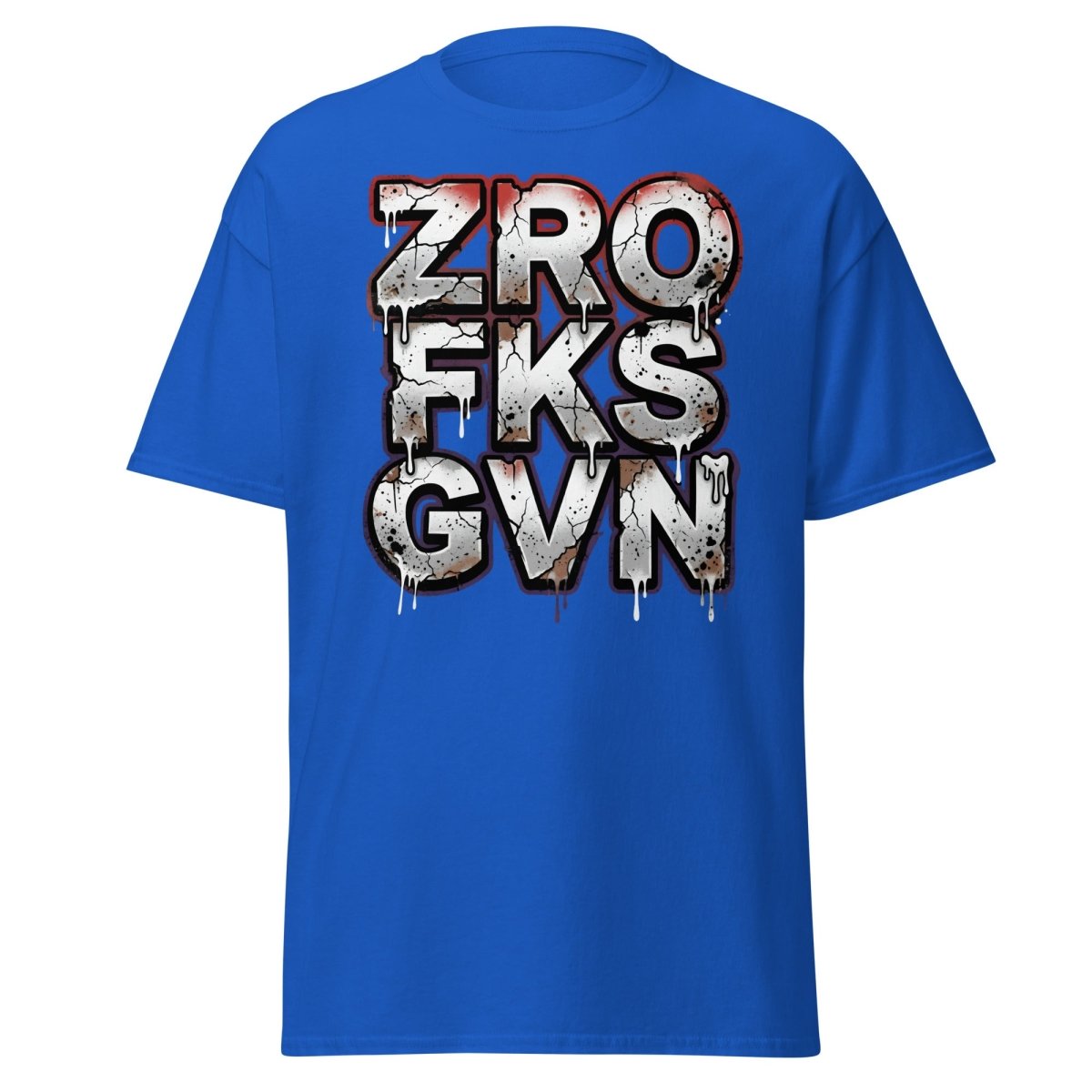 Zero Fucks Given T-Shirt - Funny Graffiti Streetwear - Royal - TeeRipple