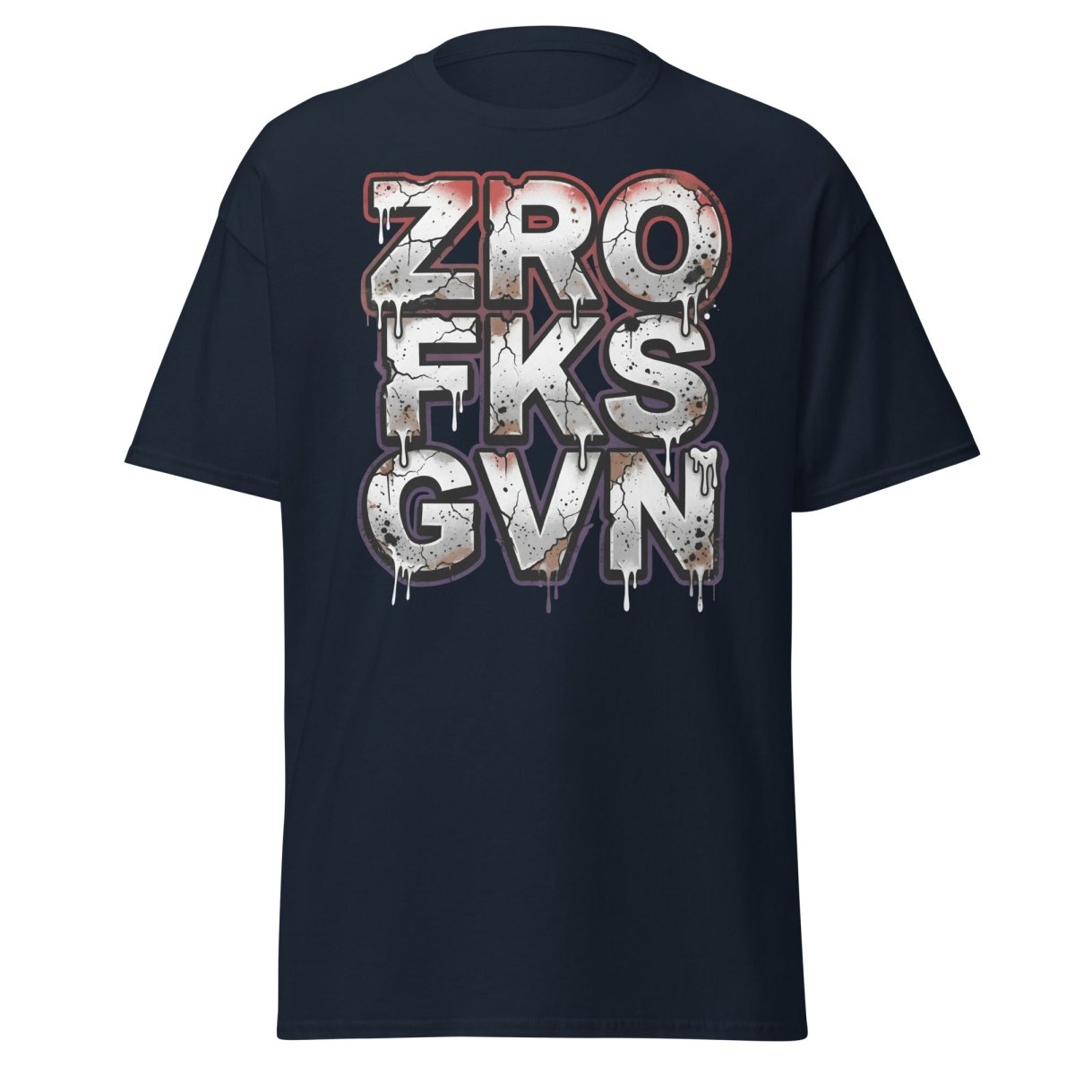 Zero Fucks Given T-Shirt - Funny Graffiti Streetwear - Navy - TeeRipple
