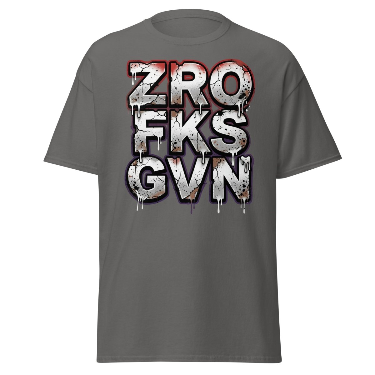 Zero Fucks Given T-Shirt - Funny Graffiti Streetwear - Charcoal - TeeRipple