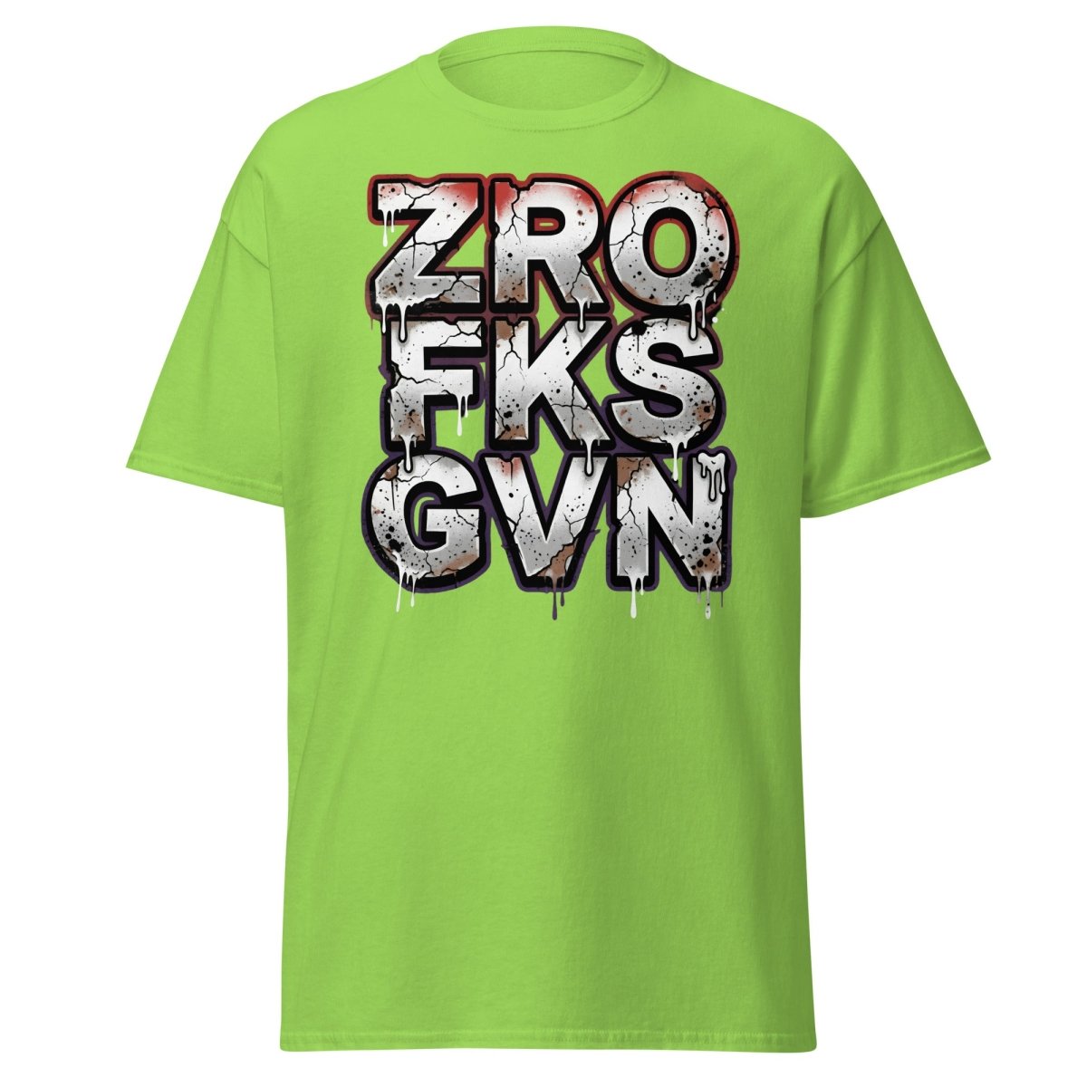 Zero Fucks Given T-Shirt - Funny Graffiti Streetwear - Lime - TeeRipple