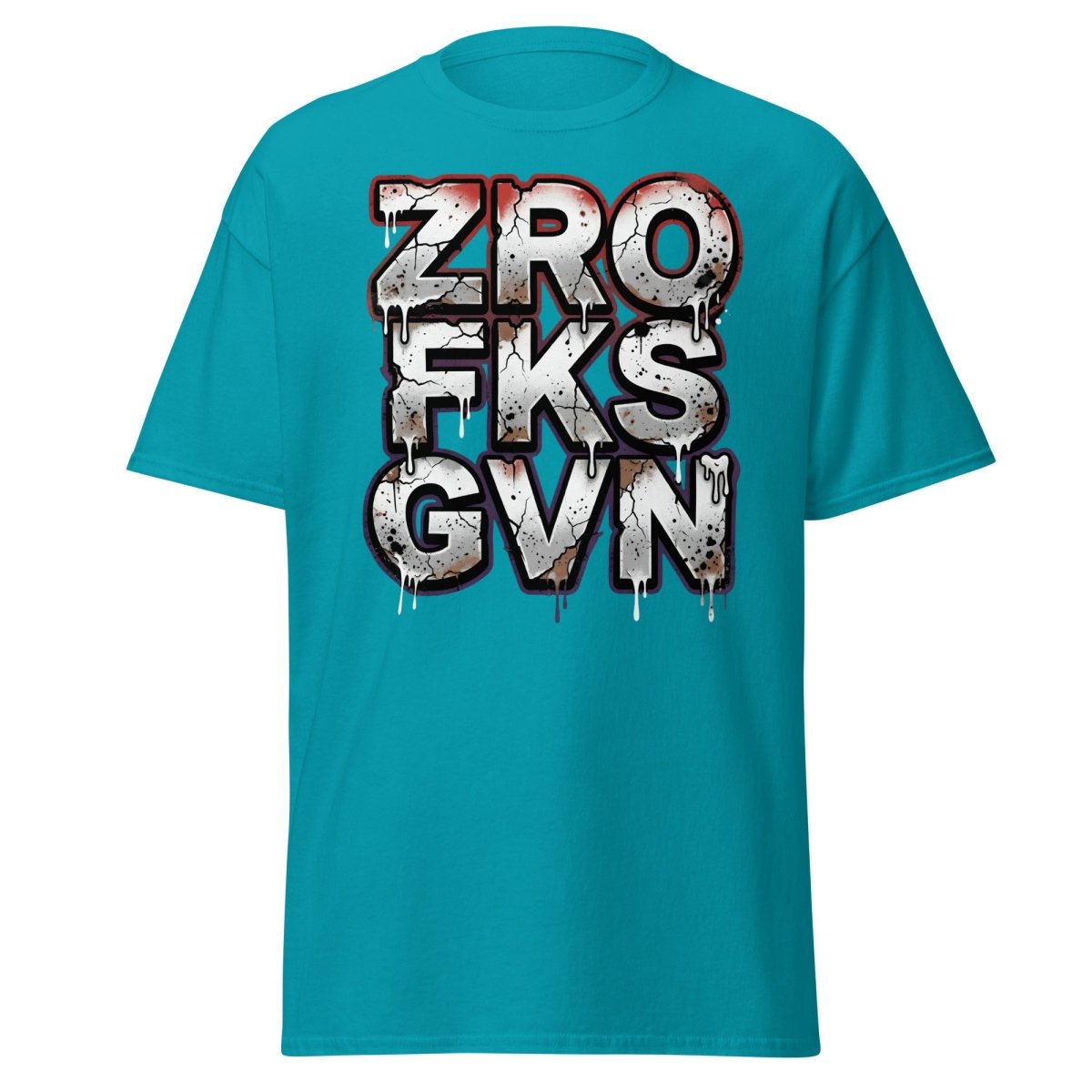 Zero Fucks Given T-Shirt - Funny Graffiti Streetwear - Tropical Blue - TeeRipple