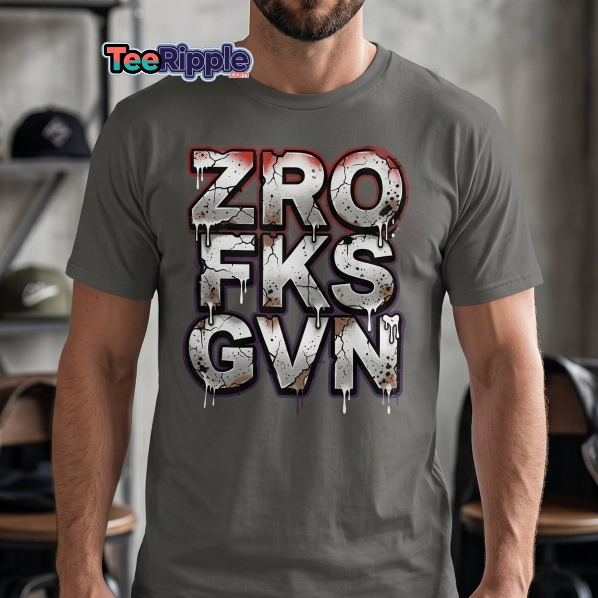 Zero Fucks Given T-Shirt - Funny Graffiti Streetwear - Maroon - TeeRipple