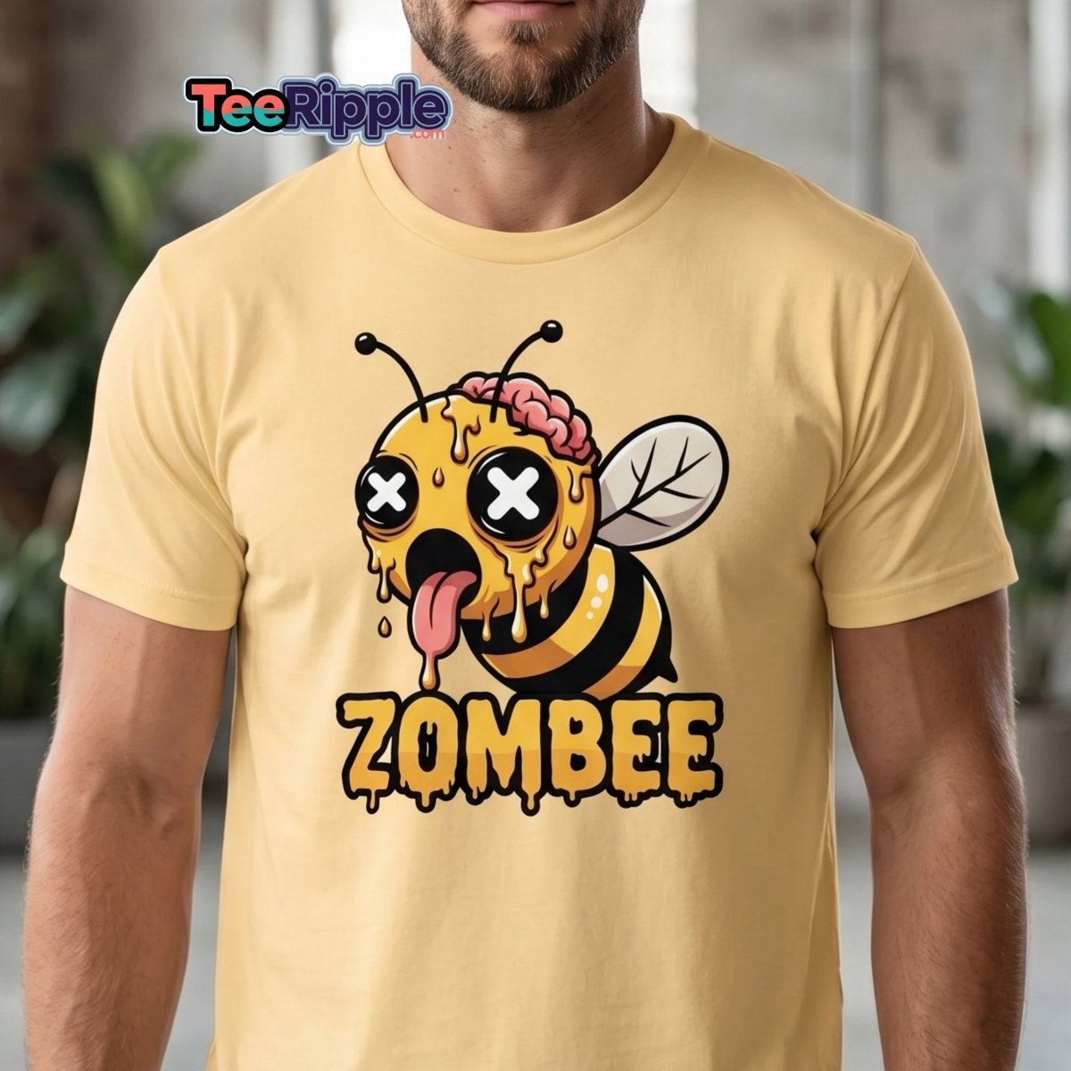 Zombee Zombie Bee T-Shirt - Funny Horror Cartoon Tee - Black - TeeRipple